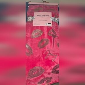 Juicy Couture Pink and Silver Throw with Lips